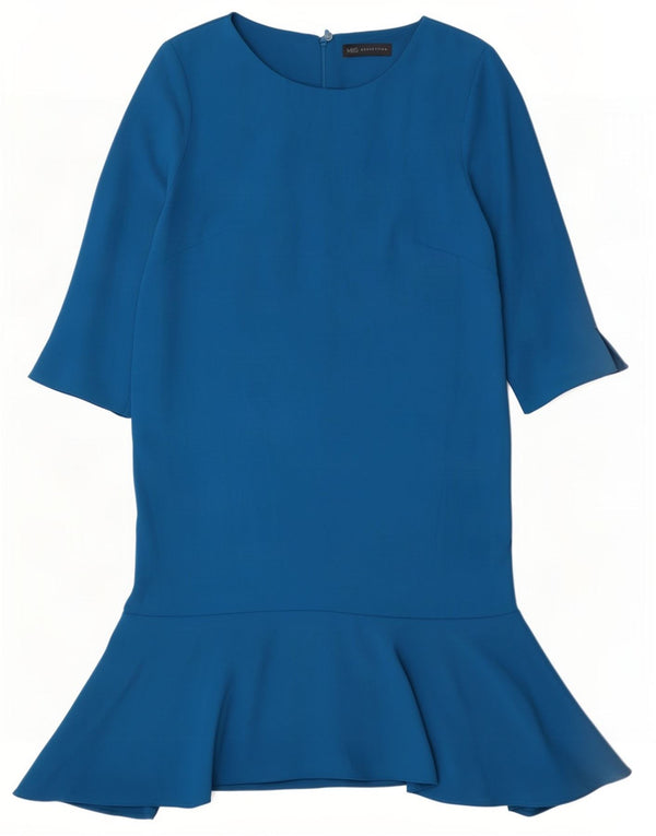 Marks & Spencer Vestido de cintura caída con manga 3/4 para mujer UK 40 Azul pequeño
