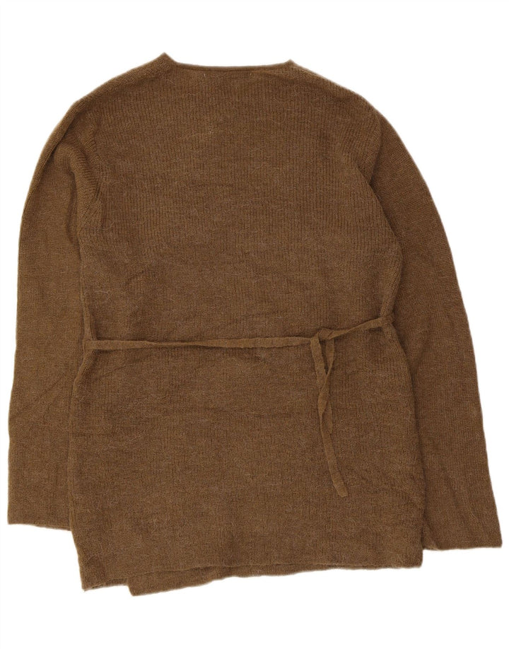 Zara Mujer Abrigo Cárdigan Suéter UK 10 Small Caqui Poliamida