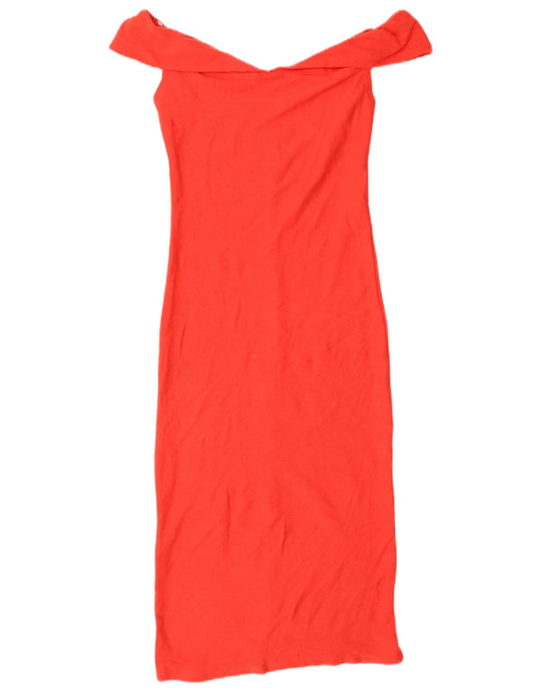 Zara Vestido Trafaluc con Hombros Descubiertos para Mujer UK 10 Small Rojo