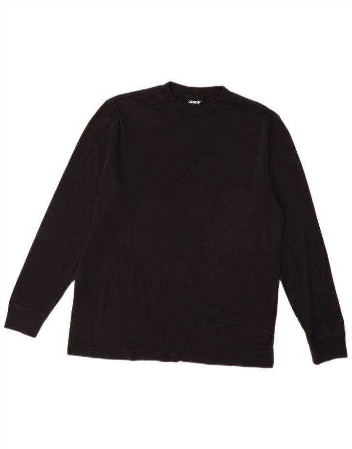 Lands End Hombre Top Manga Larga Algodón Negro Mediano