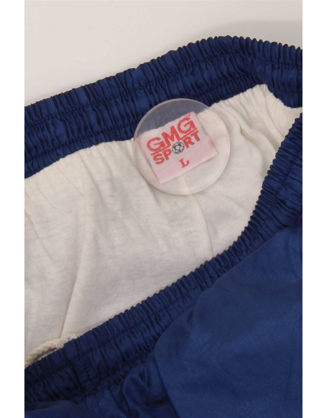 Vintage hombres chándal pantalones joggers grande azul marino poliéster