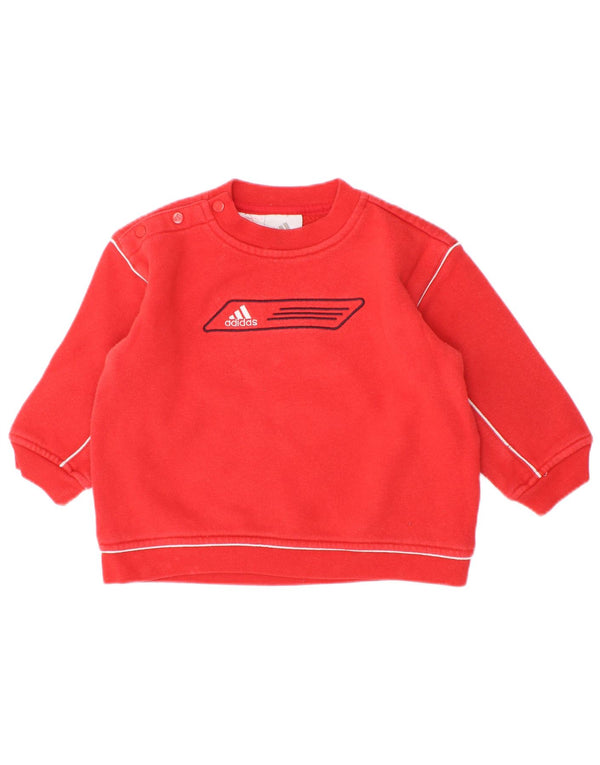 Adidas - Sudadera con cuello y botones para bebé, niño, 9-12 meses, color rojo