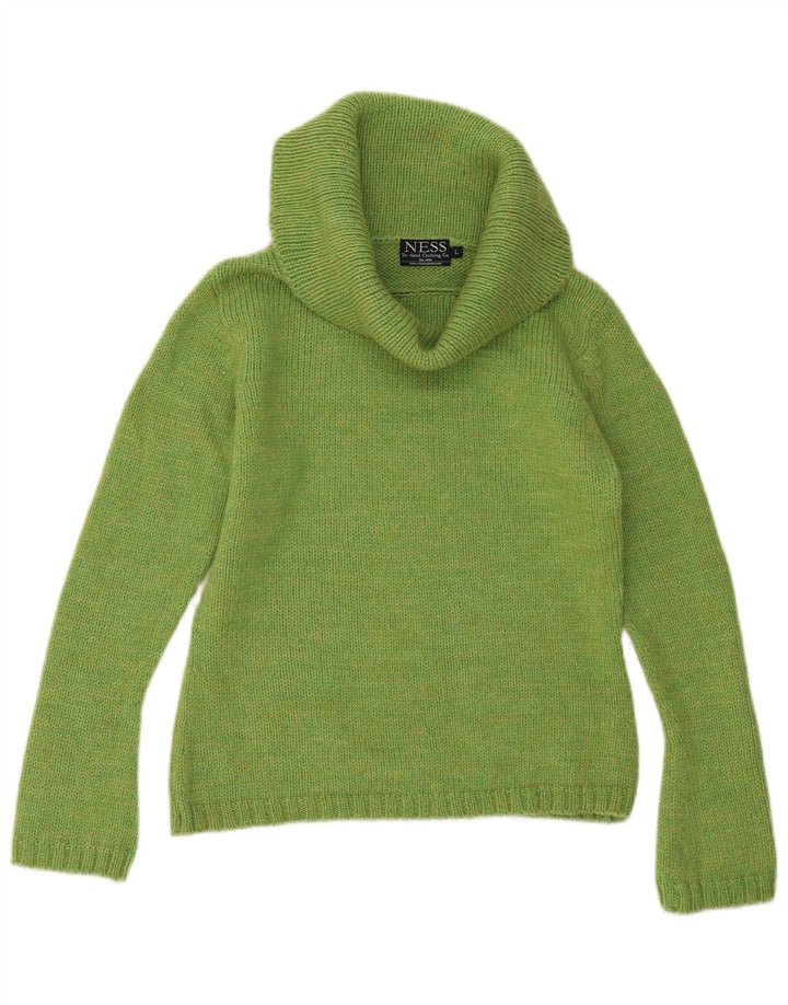 Ness - Jersey con cuello vuelto para mujer, talla 40, talla grande, lana verde