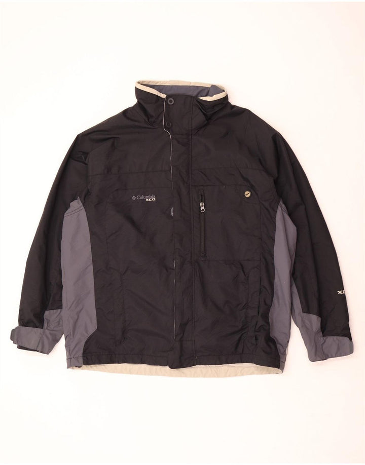 Columbia Chaqueta cortavientos con capucha Interchange para hombre, talla 40, color negro