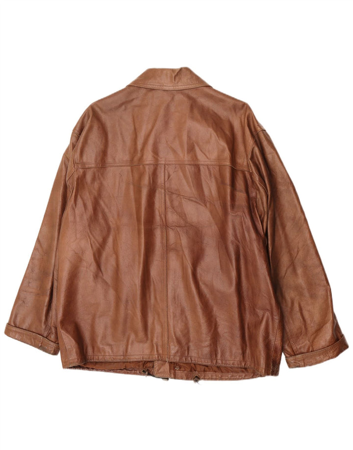 Mays Chaqueta de cuero para hombre IT 50 Cuero marrón grande