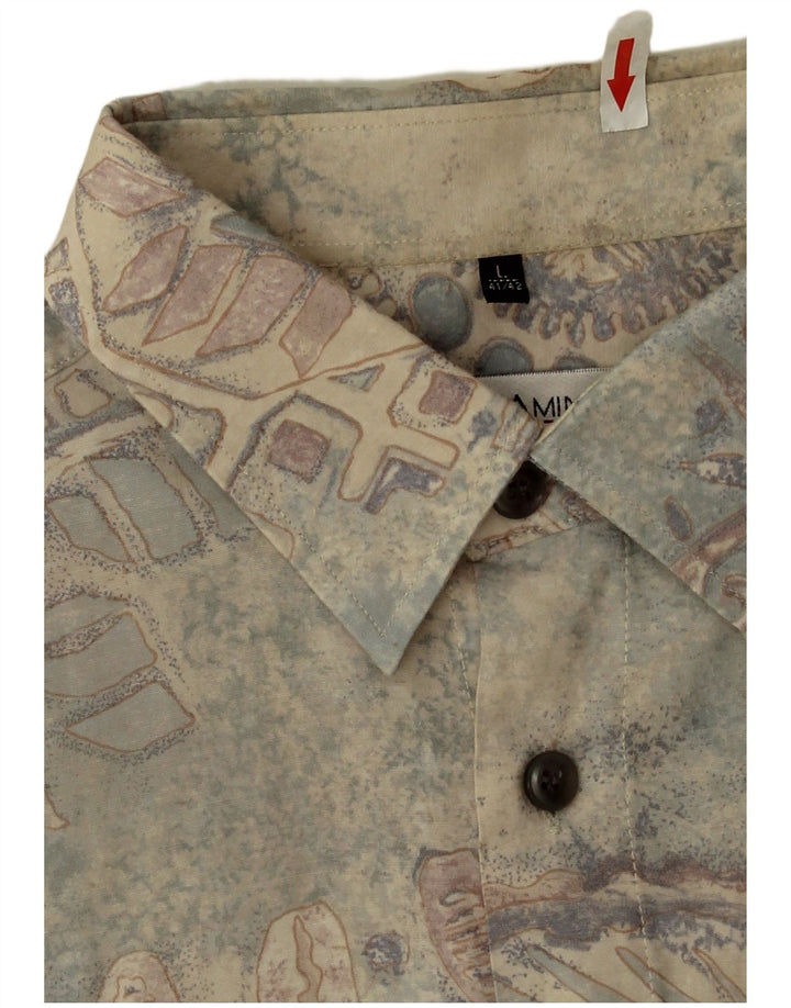 Club D'Amingo Camisa con estampado abstracto para hombre talla 41/42 grande multicolor