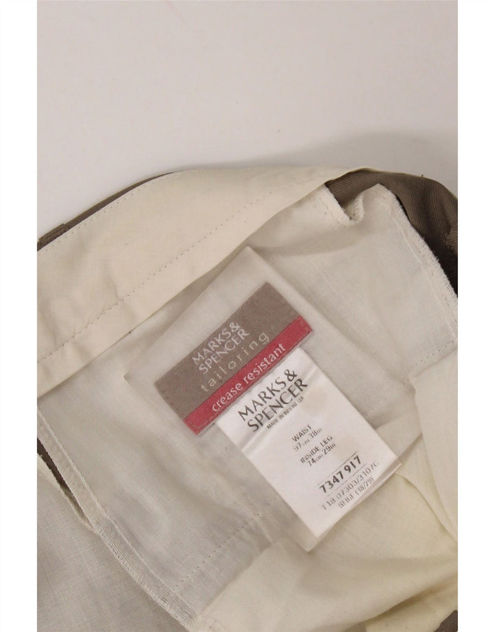 MARKS & SPENCER Pantalón de traje recto para hombre W38 L29 Poliéster beige