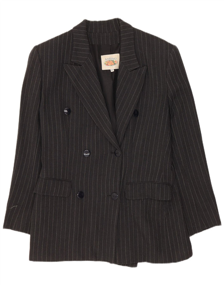 Andrea's Chaqueta tipo blazer con doble botonadura para mujer IT 44 Mediana a rayas negras