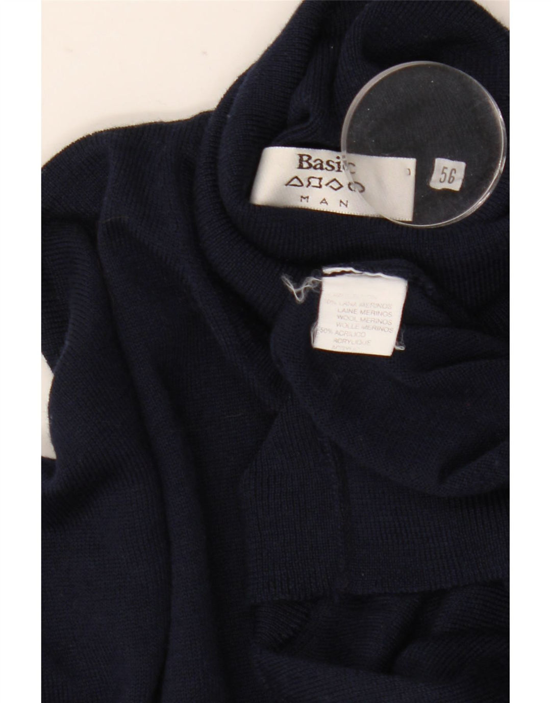 Jersey básico para hombre con cuello vuelto IT 56 XL Lana azul marino