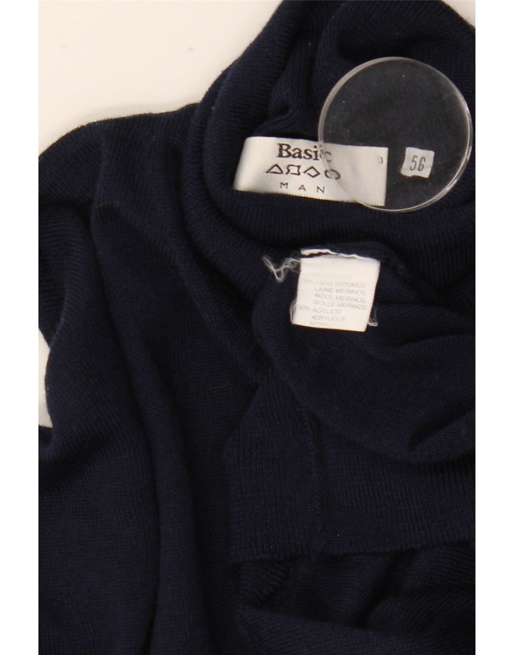 Jersey básico para hombre con cuello vuelto IT 56 XL Lana azul marino