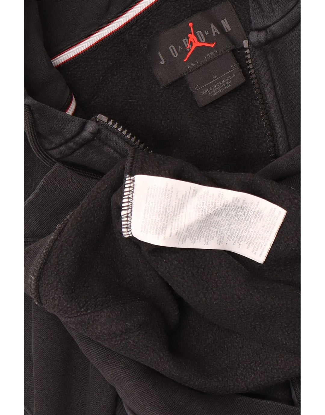 Jordan - Sudadera con capucha y cremallera para hombre, tamaño mediano, algodón negro