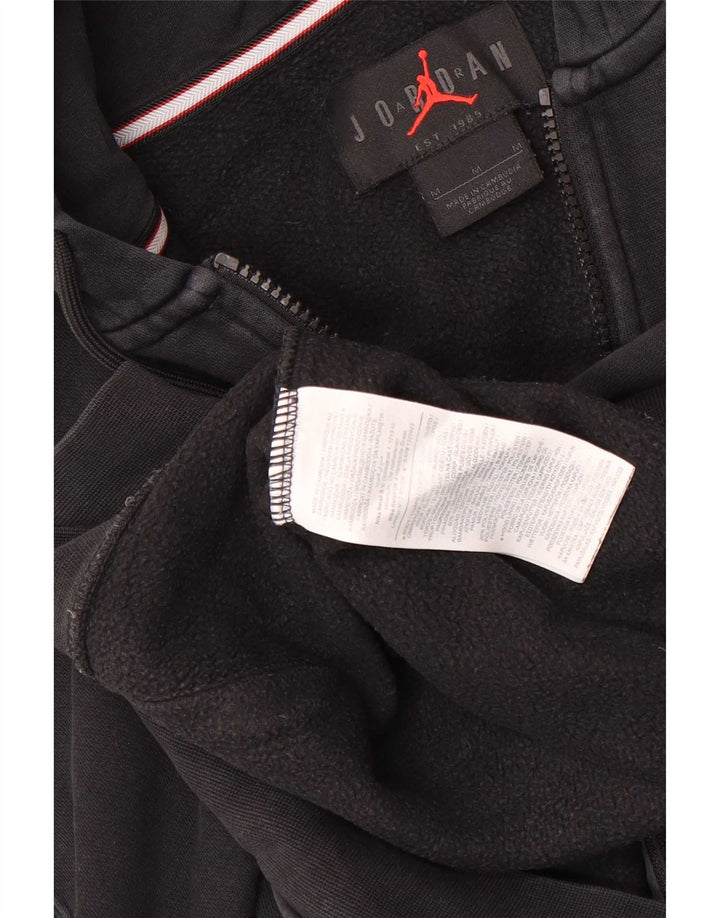 Jordan - Sudadera con capucha y cremallera para hombre, tamaño mediano, algodón negro