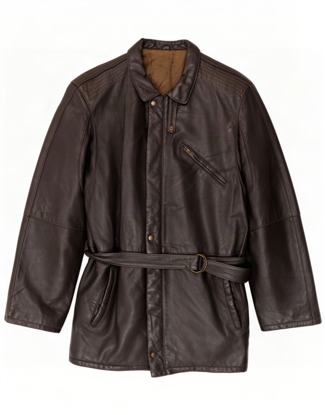 Chaqueta de cuero vintage para hombre IT 48 Medio Negro