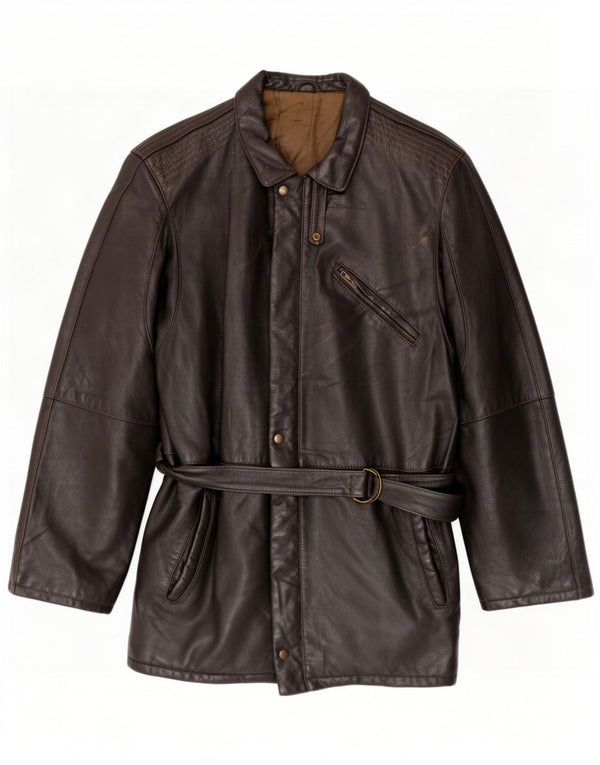 Chaqueta de cuero vintage para hombre IT 48 Medio Negro