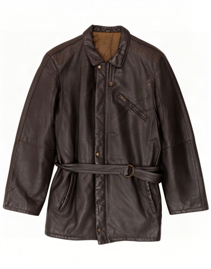 Chaqueta de cuero vintage para hombre IT 48 Medio Negro