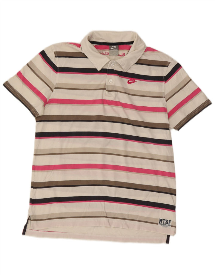 NIKE Polo para hombre UK 42/44 Large Algodón a rayas multicolor