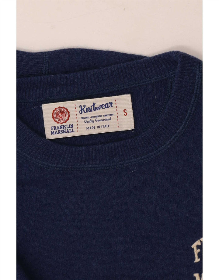 Franklin Marshall Mens Graphic Crew Neck Jumper Suéter Pequeño Azul Marino