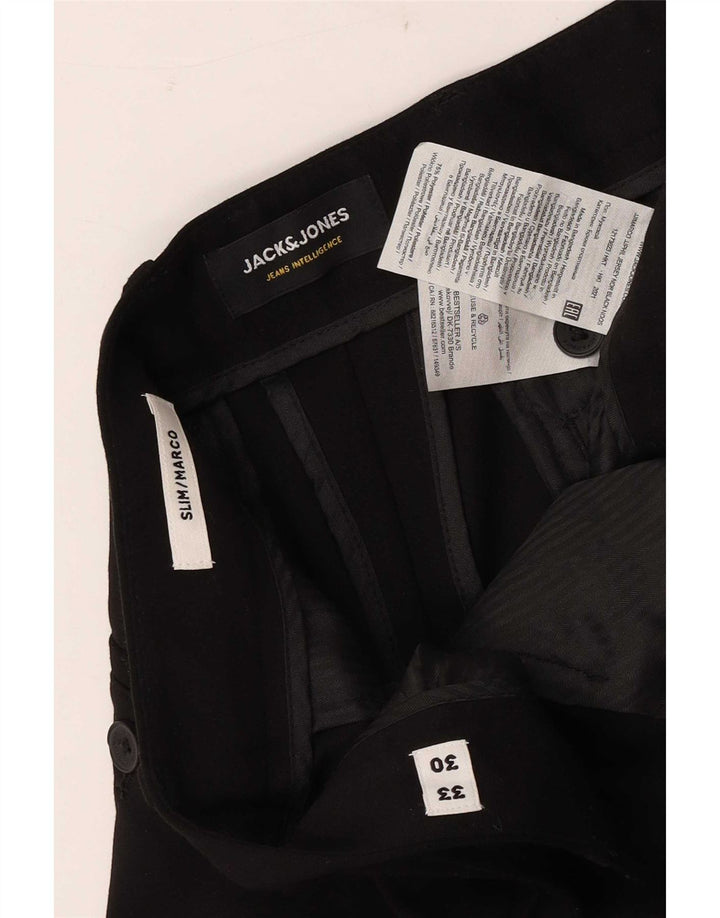 Jack & Jones Mens Marco Slim Chino Pantalones W33 L30 Poliéster negro