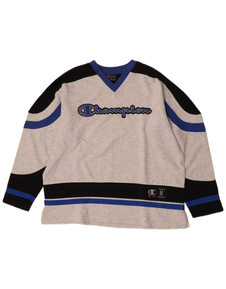 CHAMPION Sudadera con estampado gráfico y corte holgado para hombre, color gris medio
