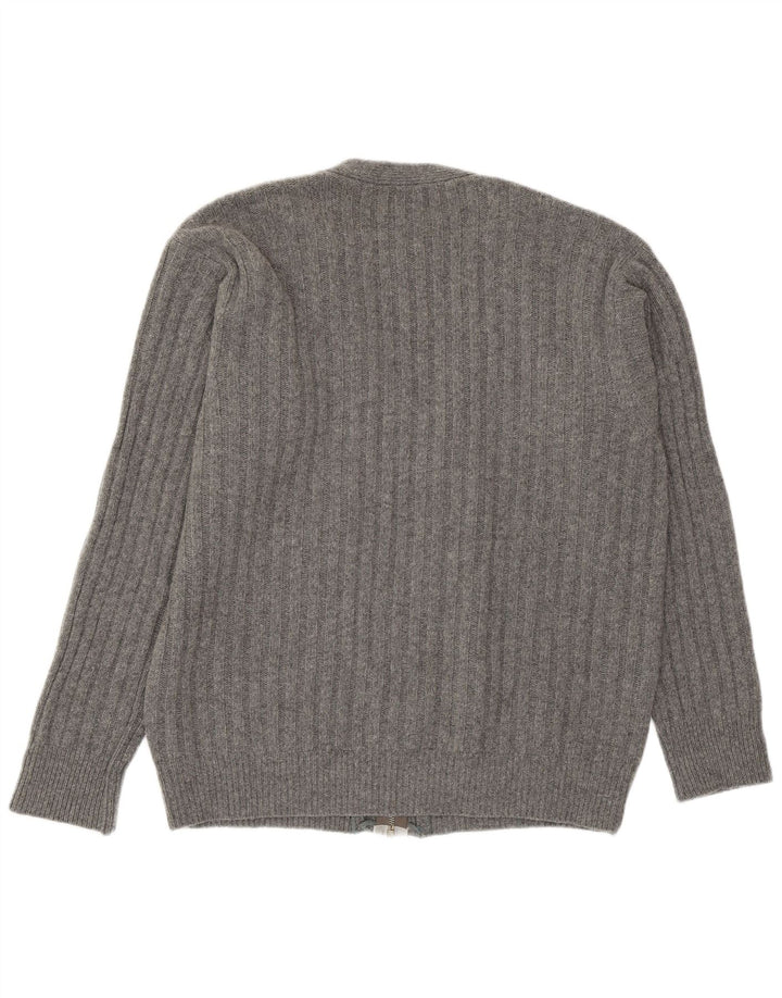 Sisley Cárdigan para hombre de lana gris grande