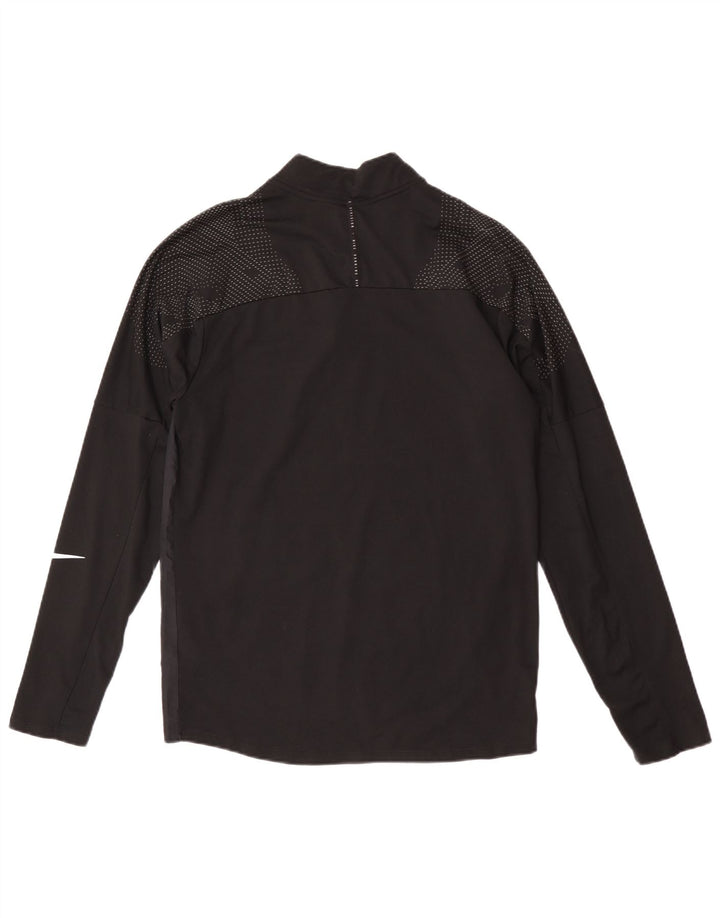 Nike Dri Fit Top con cuello y cremallera para hombre, manga larga, poliéster manchado negro pequeño