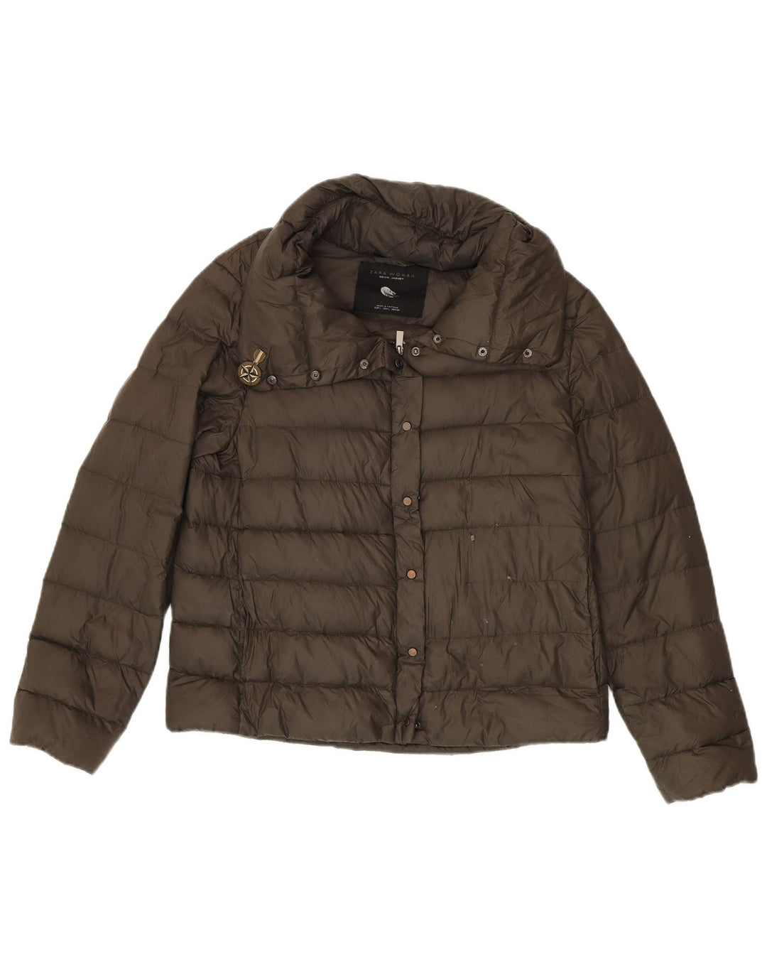 Zara Mujer Chaqueta Acolchada UK 46 Grande Caqui