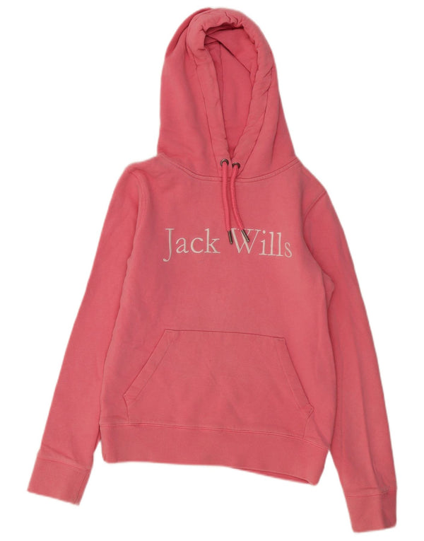 JACK WILLS Jersey con capucha gráfico para mujer UK 4 XS Algodón rosa