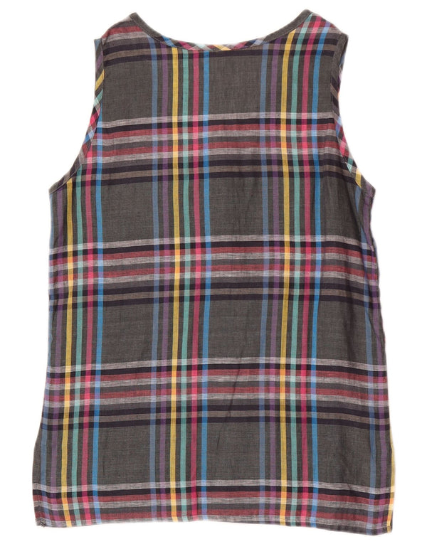 Blusa Mujer Andrea Mare Sin Mangas IT 42 Lino A Cuadros Gris Medio