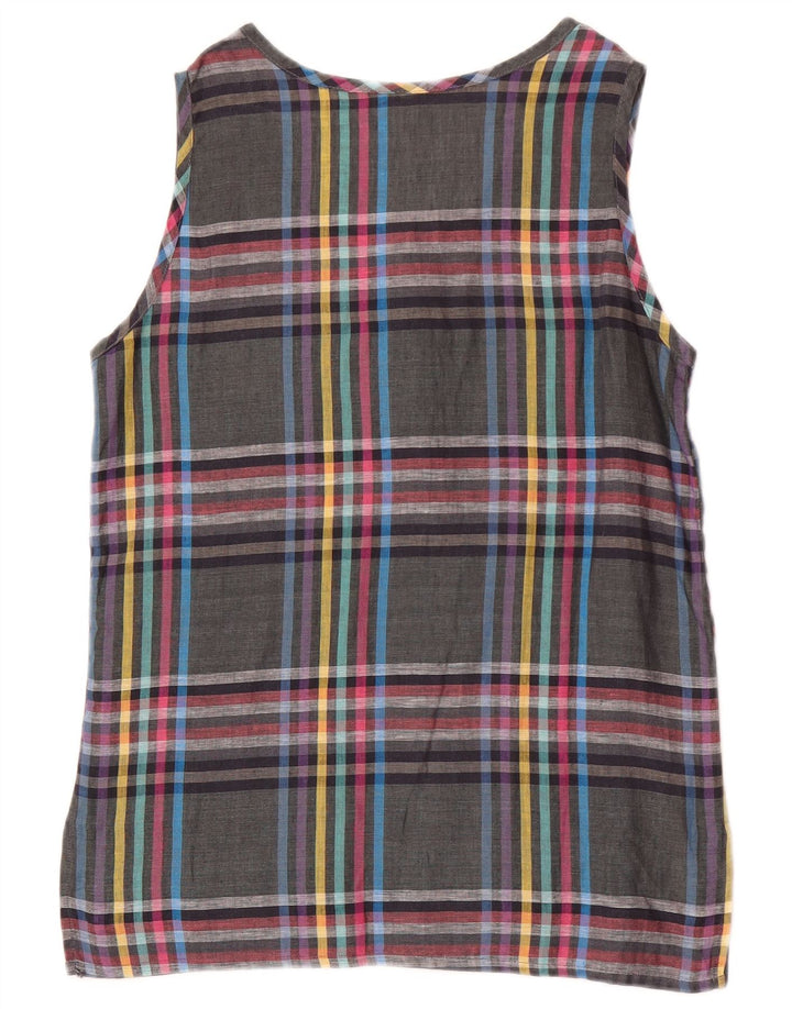 Blusa Mujer Andrea Mare Sin Mangas IT 42 Lino A Cuadros Gris Medio