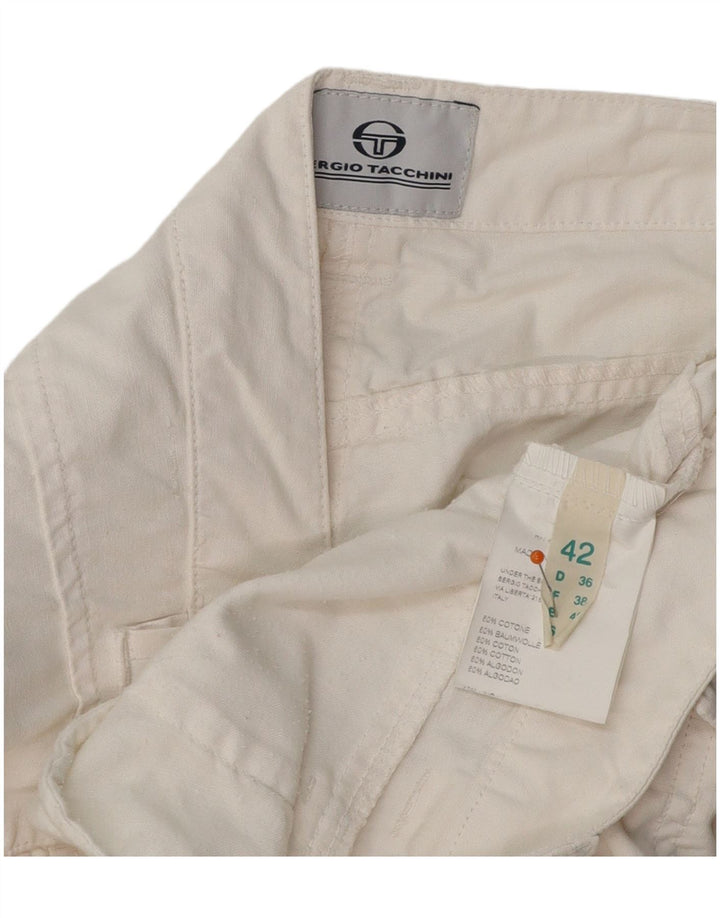 SERGIO TACCHINI Pantalones casuales con corte de bota para mujer IT 42 Medium W32 L32 Blanco