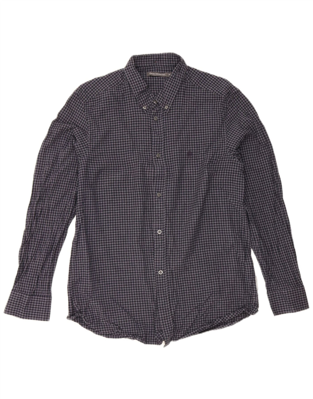 Camisa para hombre French Connection XL Algodón a cuadros azul marino