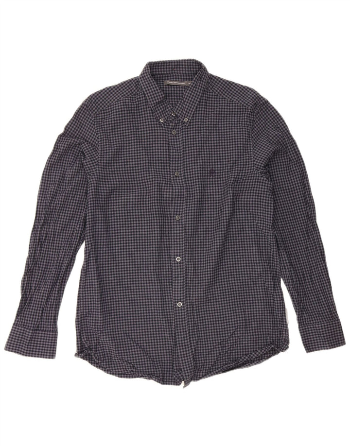 Camisa para hombre French Connection XL Algodón a cuadros azul marino