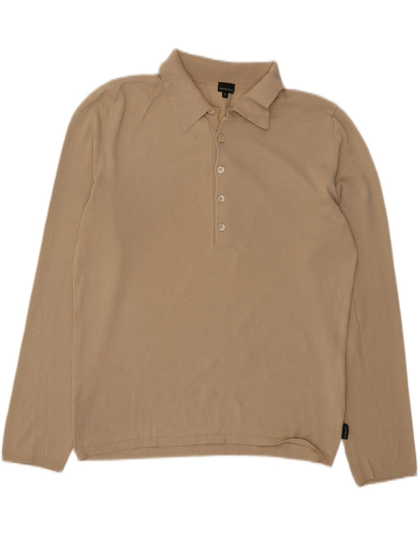 Calvin Klein Jeans Polo de manga larga para hombre, talla grande, color beige