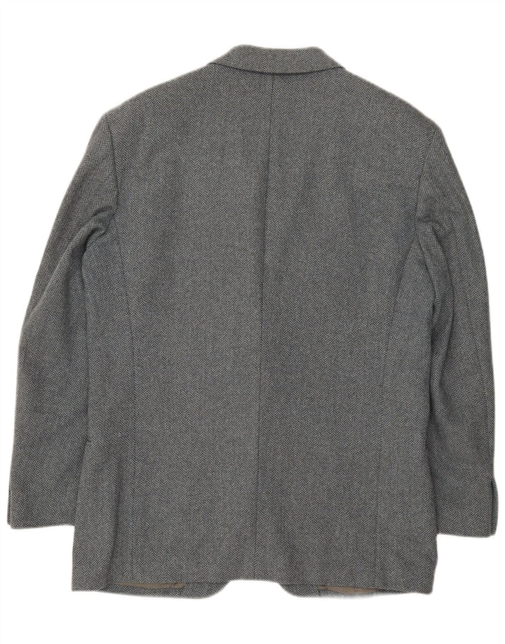 Valentino Chaqueta tipo blazer de 2 botones para hombre IT 50 Large Grey Herringbone Wool