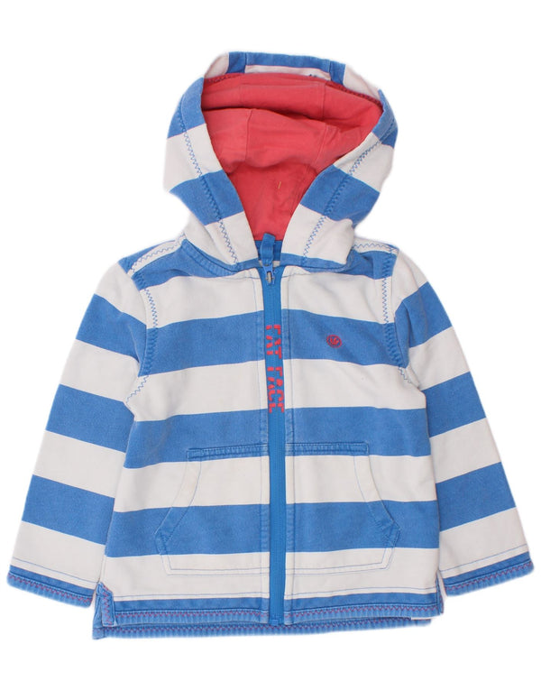 Fat Face Sudadera con capucha y cremallera para niños de 2 a 3 años, algodón azul a rayas