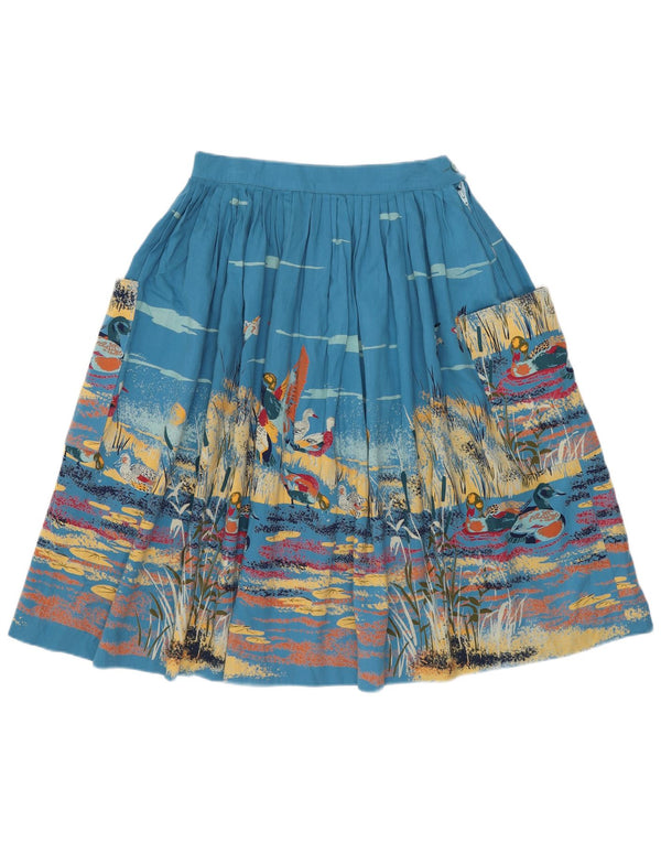 Vintage Womens Flared Skirt IT 42 Medium W26  Blue Animal Print Novelty