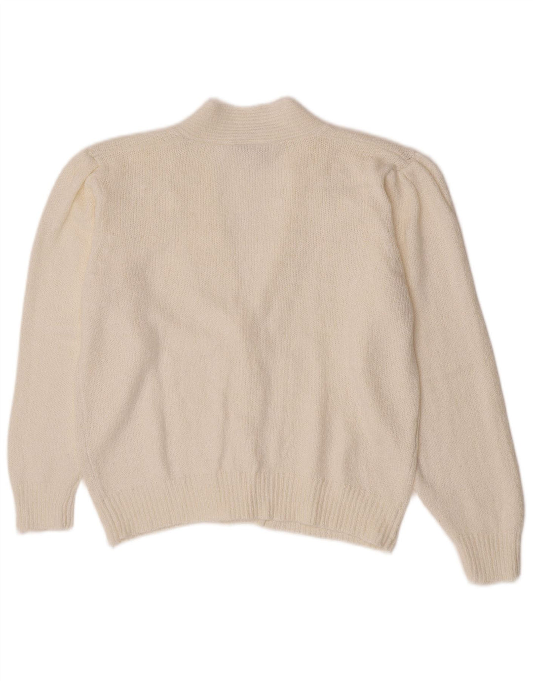 Vintage mujer Cardigan suéter IT 46 acrílico blanco grande