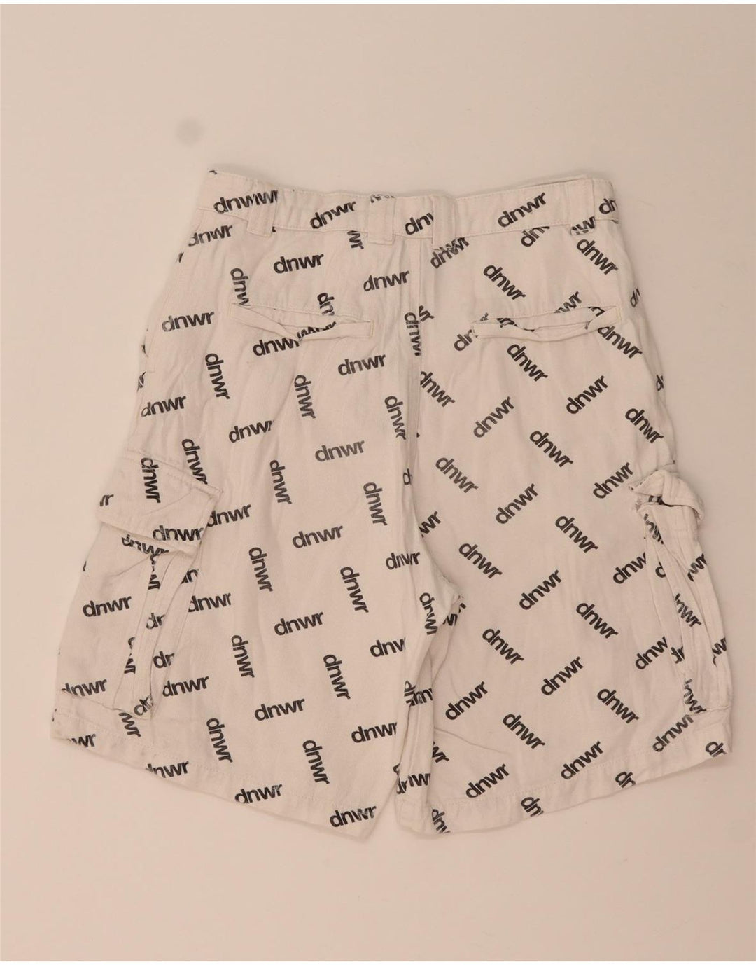 Zara Mens Graphic Cargo Shorts EU 38 Small W30 Blanco