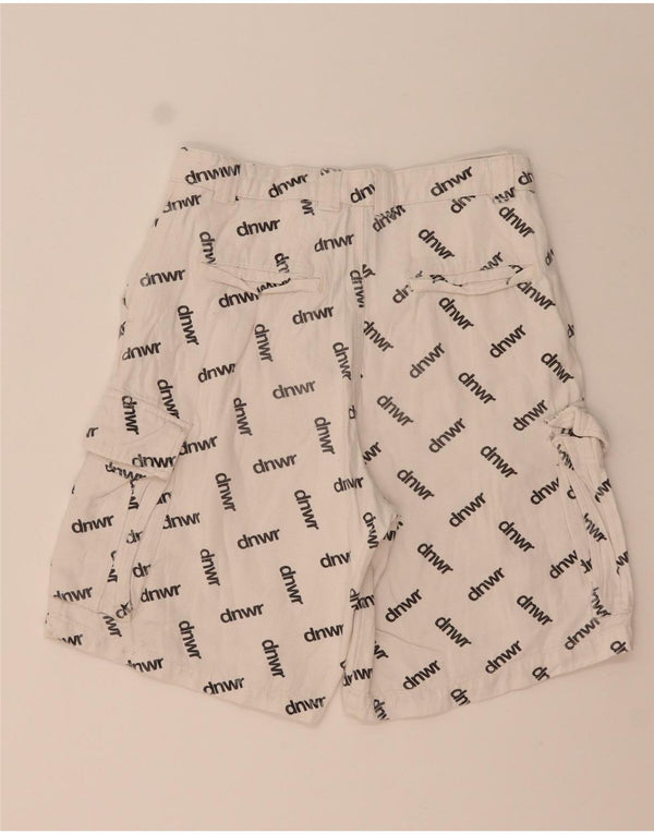 Zara Mens Graphic Cargo Shorts EU 38 Small W30 Blanco