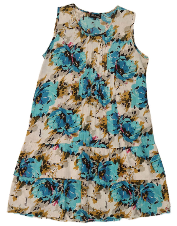 Positano by Jean Paul Vestido escalonado para mujer UK 46 Grande Azul Floral