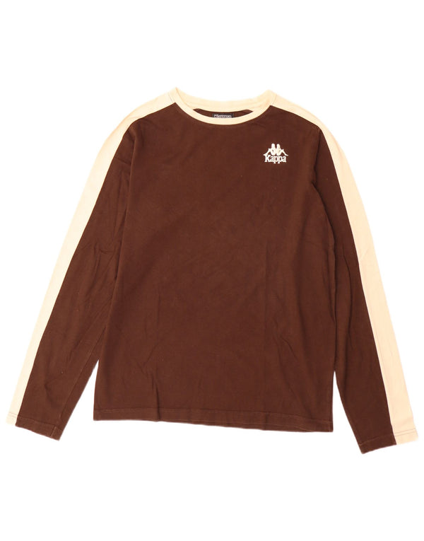Kappa Hombre Top Manga Larga Algodón Colorblock Marrón Medio
