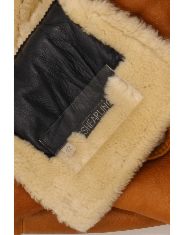 Vintage mujer chaqueta de piel de oveja de gran tamaño IT 42 Marrón medio