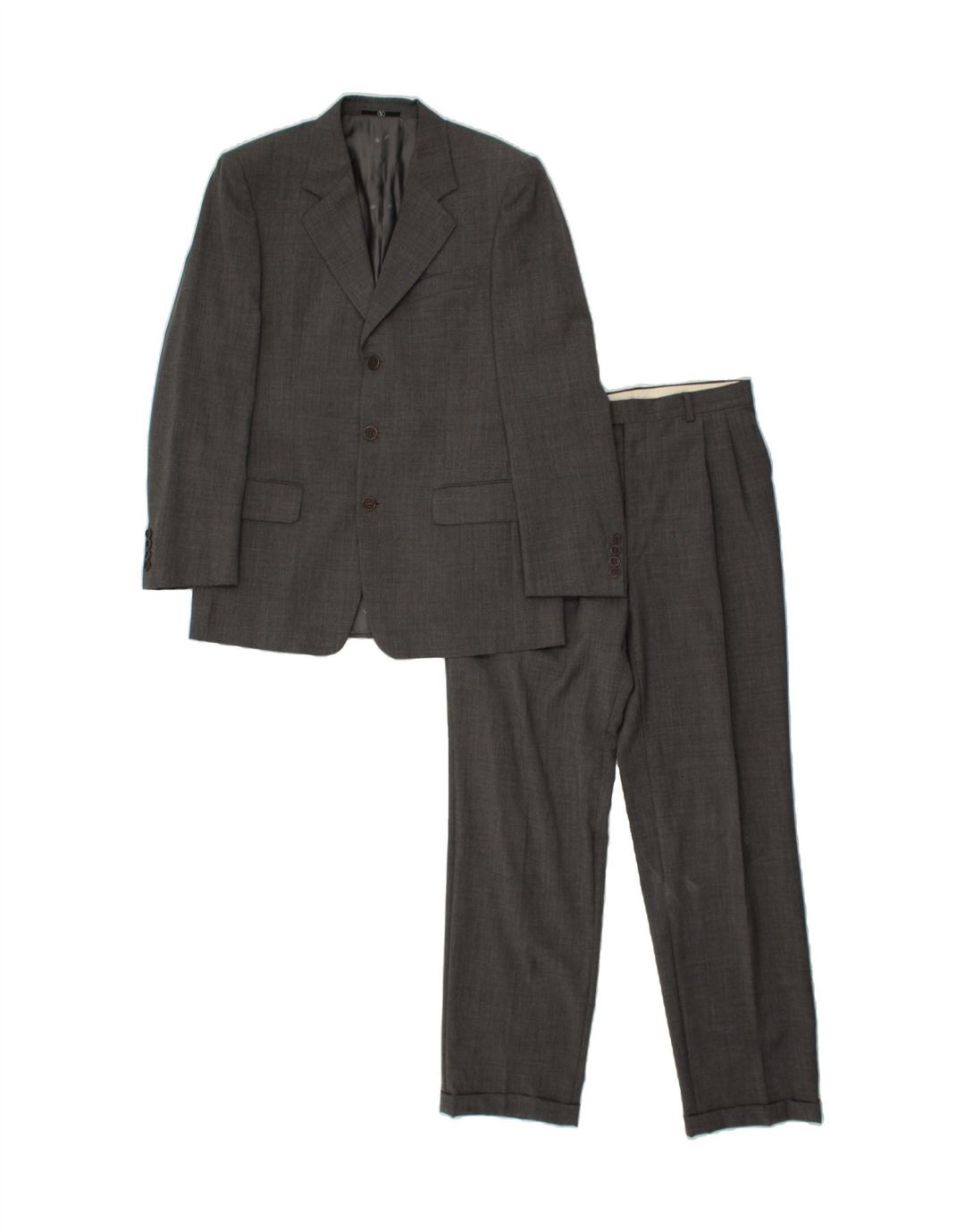 VALENTINO Conjunto de 2 piezas de 3 botones para hombre IT 48 Medium W38 L32 Lana virgen gris