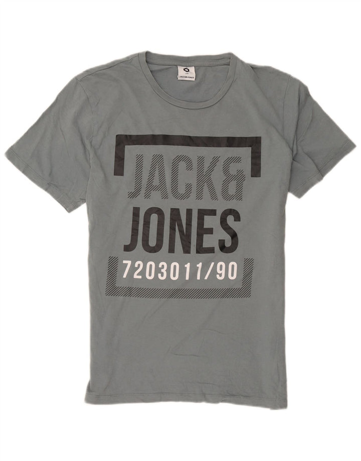Jack & Jones - Camiseta gráfica para hombre, talla grande, algodón gris