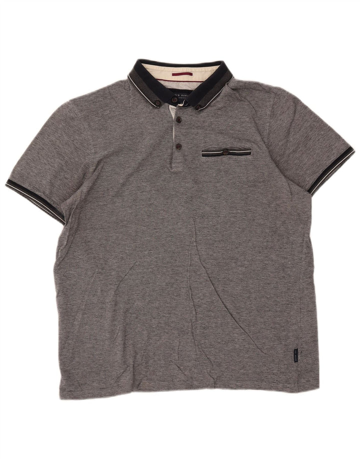 TED BAKER Polo para hombre Talla 5 XL Algodón moteado gris