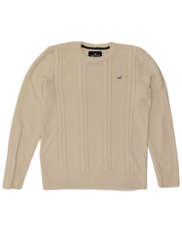 Jersey Hollister Hombre con cuello redondo y cuello redondo de algodón beige medio
