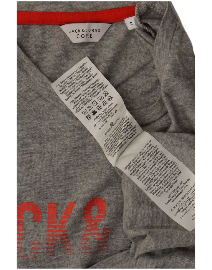 Jack & Jones Hombre Core Graphic Camiseta Top Algodón Gris Medio