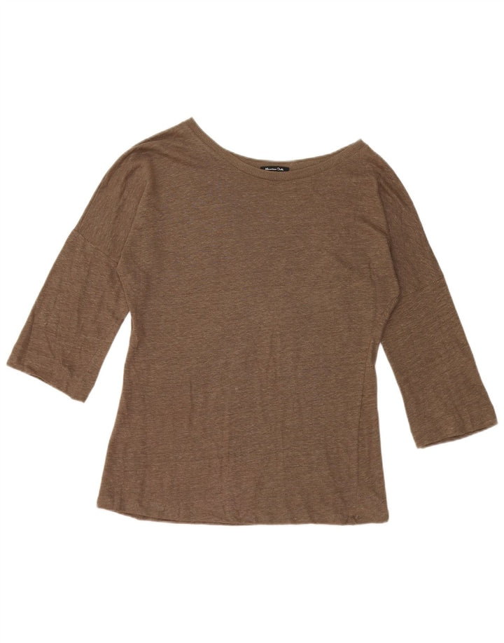 Massimo Dutti Top Mujer Manga 3/4 UK 10 Small Caqui
