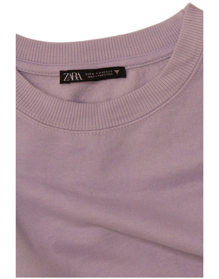 ZARA Mujer Sudadera Corta Extragrande Jersey UK 44 Mediano Púrpura