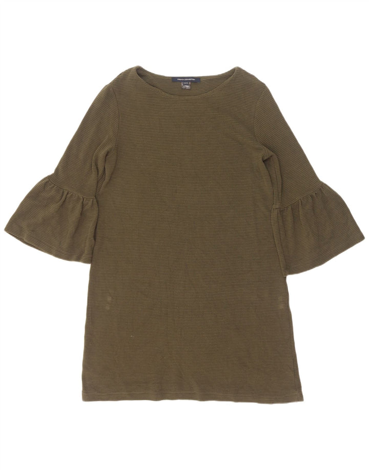 French Connection Vestido recto de manga 3/4 para mujer UK 42 Viscosa caqui mediana